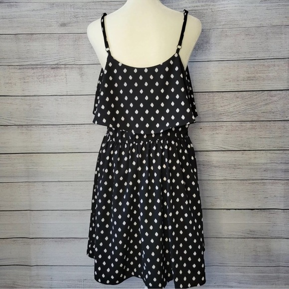 Elle Dress Womens Black Polka Dot Tiered Sundress Sleeveless Size Small - Picture 3 of 8